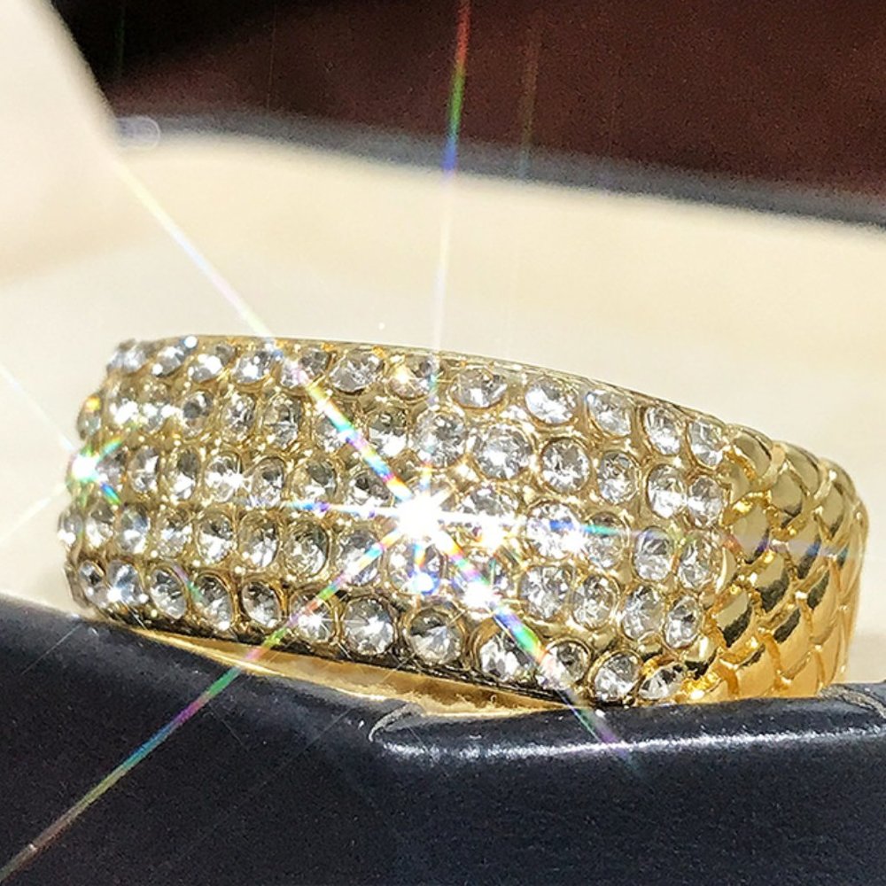 Eternity Gold Plated Cubic Zirconia Fashion Ring for Women/Men, L568 - Picture 4 of 7